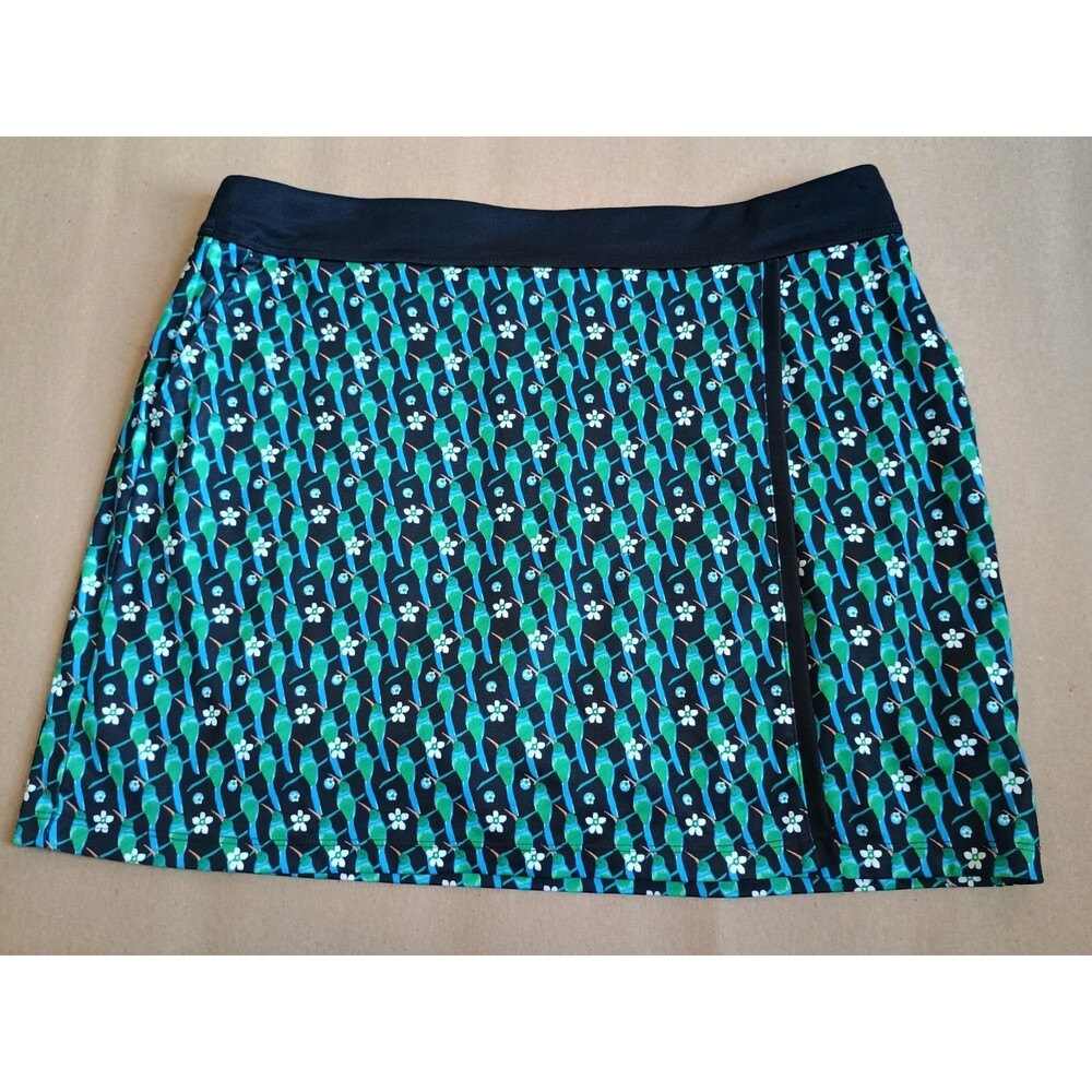Womens Callaway Hummingbird Print Wrap Golf Skort  Sz Large Green Black